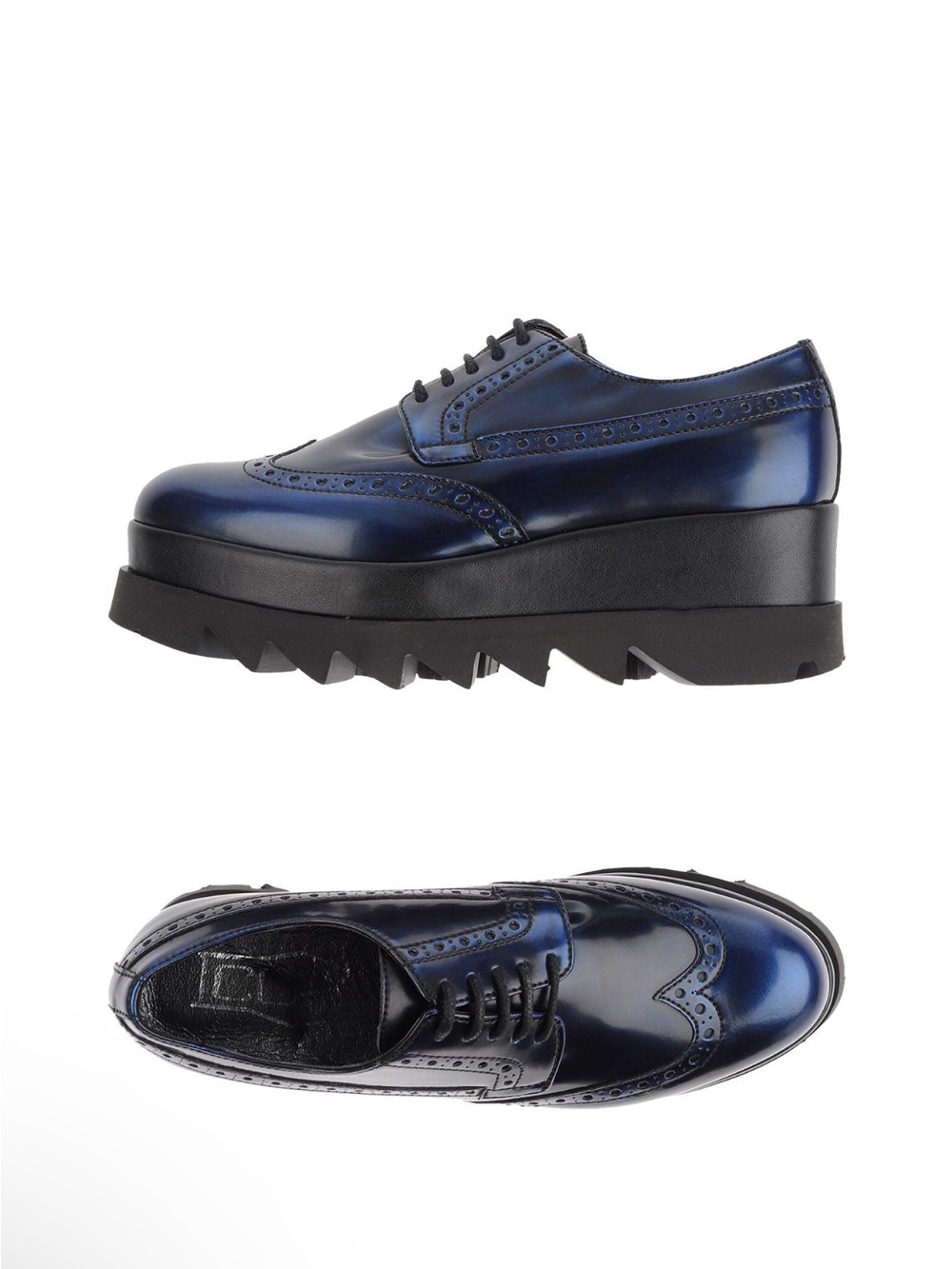 Black Platform Brogue Lace-Up Shoes